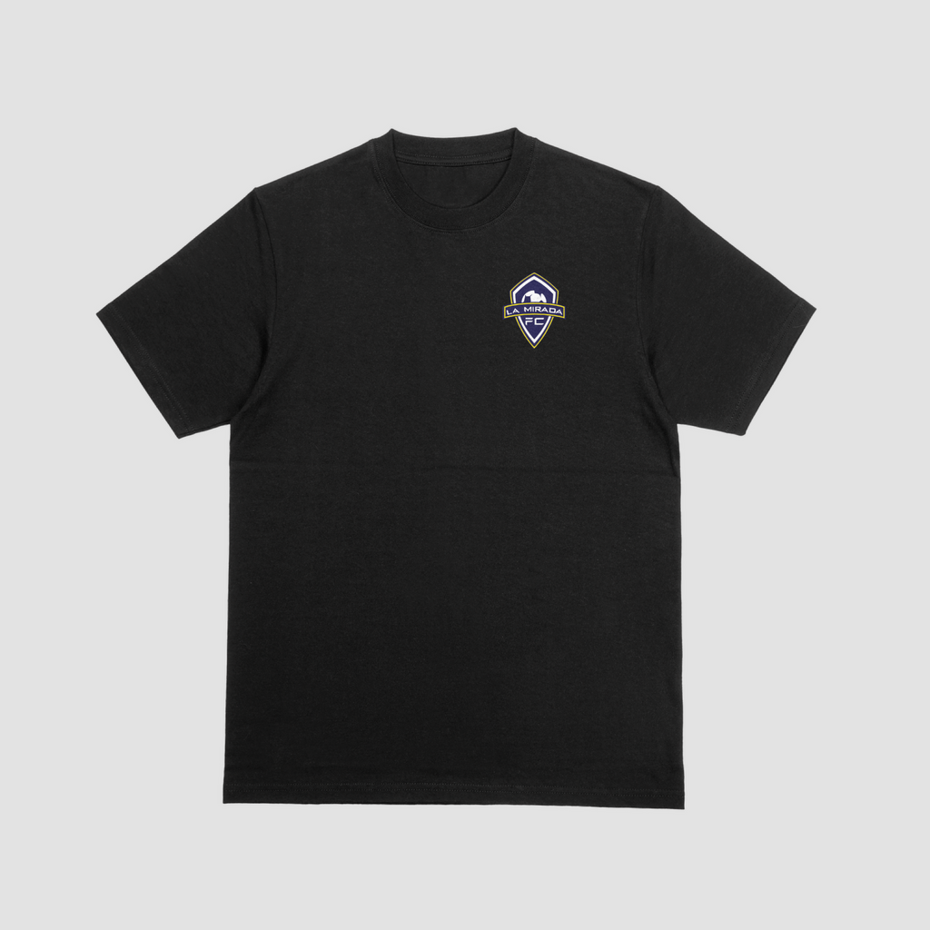 La Mirada FC black performance shirt front